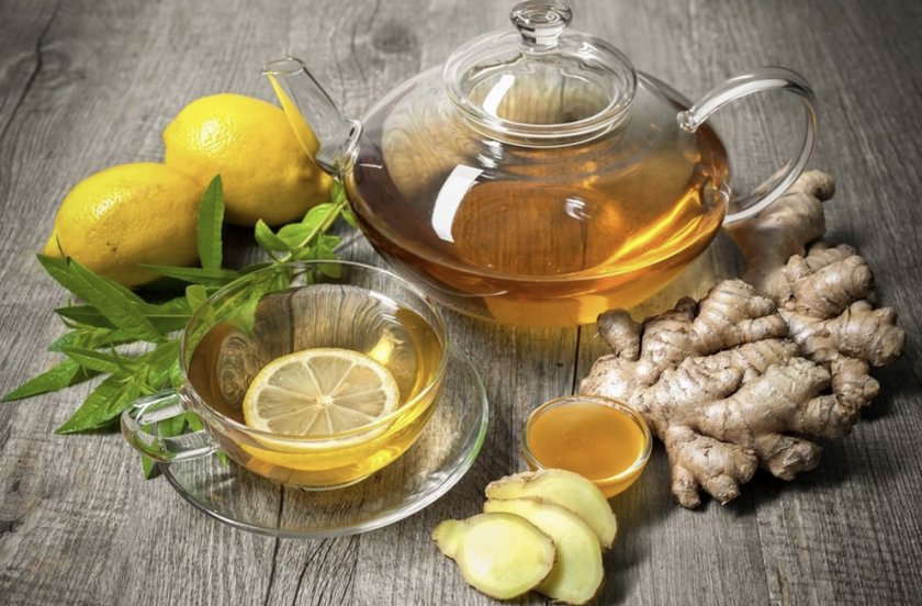 Имбирный напиток с лимоном, мёдом и чаем