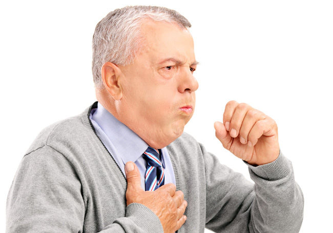 Сухой кашель и боль в грудине посередине указывают на патологию органов дыхания
