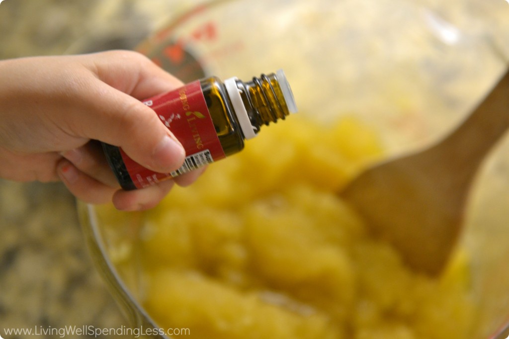 Essential oils add a beautiful scent to your DIY homemade honey salt scrub. 